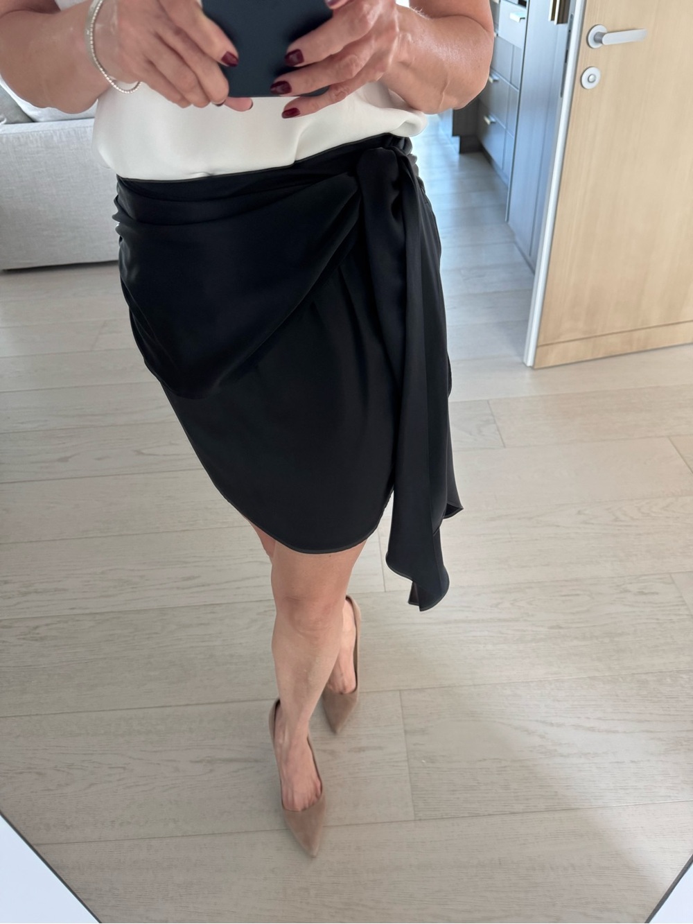 Black Wrap Tie Mini Skirt - Women